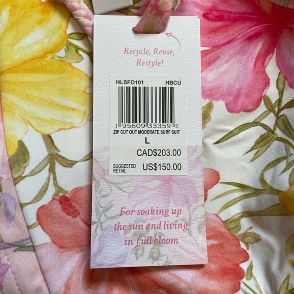 NWT LoveShackFancy x Hurley Hibiscus Long Sleeve Surf Suit - Picture 12 of 13